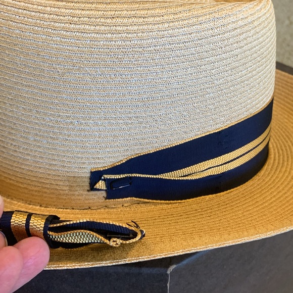 Retro Dobbs 5th Avenue, NY, Unisex Panama Straw Fedora-Size 7-3/8 and Hatbox - Picture 9 of 11